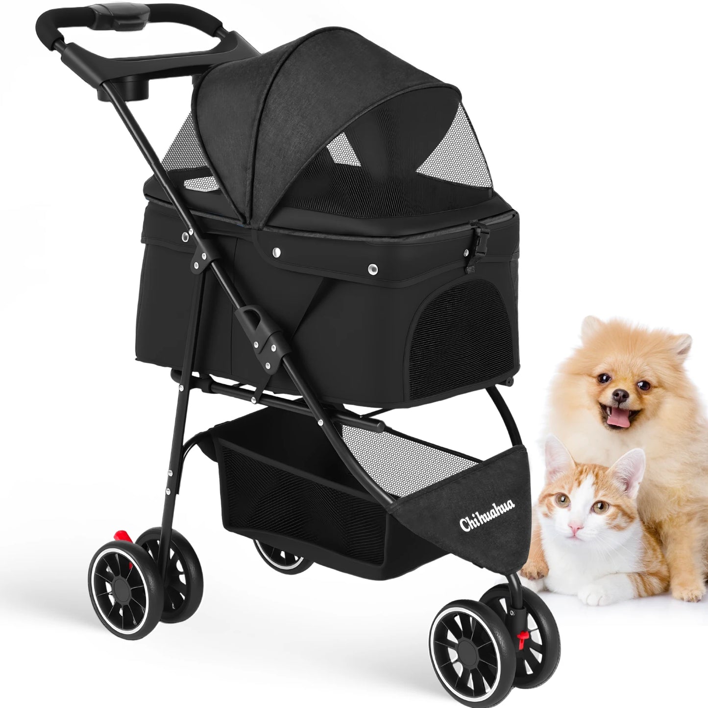 Pet Stroller For Small Dogs & Cats Foldable