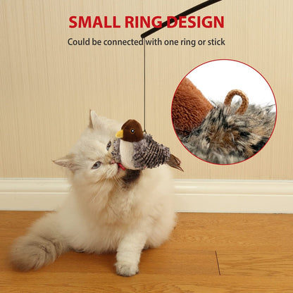 Interactive Cat Toys Electric Squeaky Simulation Bird Plush Cats Pets Teasing Toys With Feather Catnip Kitten Chirping Bird Toys