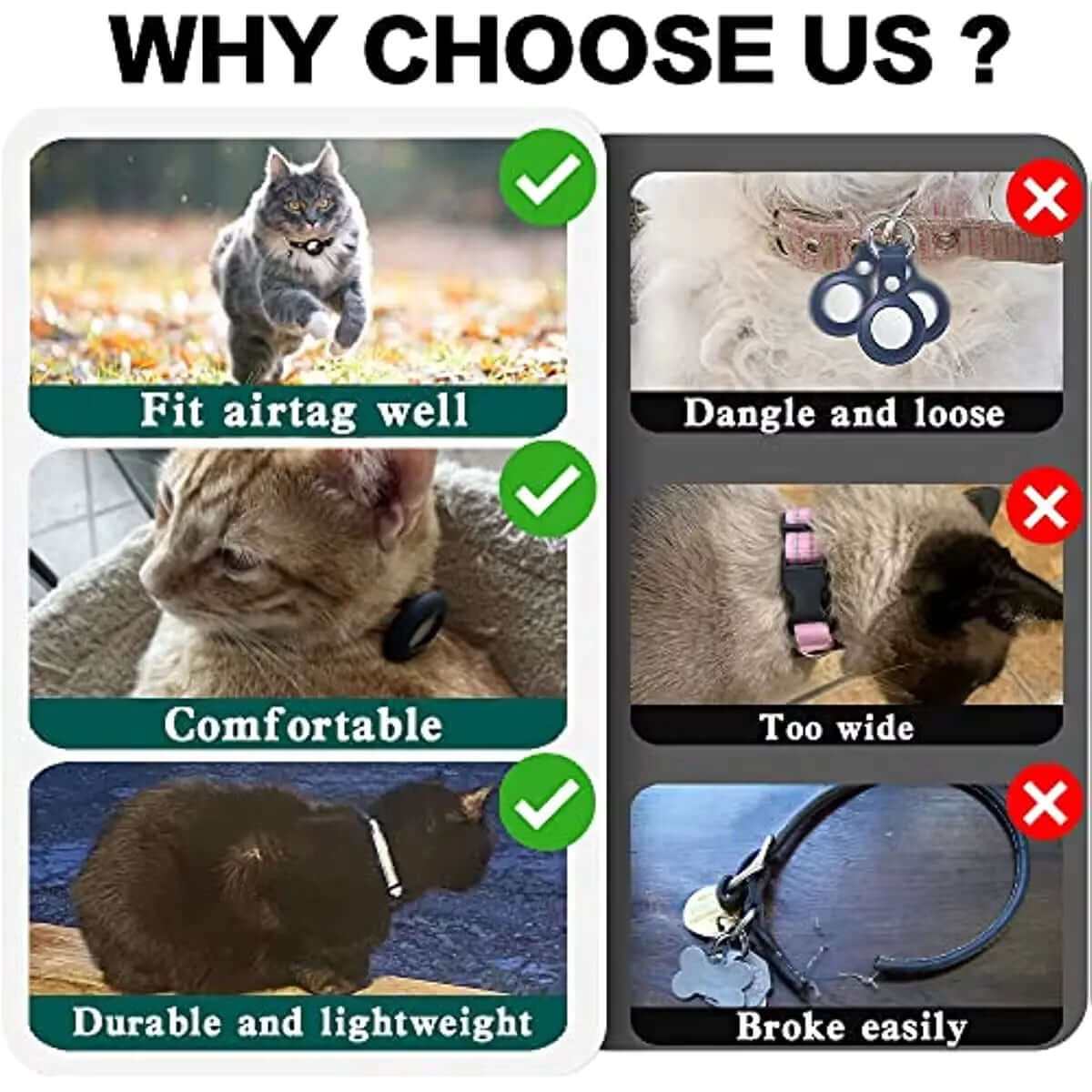 AirTag Cat Collar - Breakaway Reflective Safety Collar with AirTag Holder