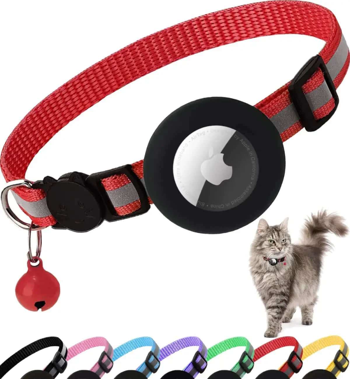AirTag Cat Collar - Breakaway Reflective Safety Collar with AirTag Holder
