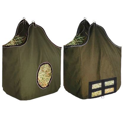 Derby Originals Large 24 OZ Canvas Horse Hay Bag  2 Sided Combo Design X Wide Gusset and 6 Month Warranty
