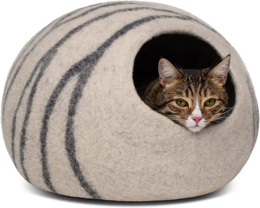 Cat Cave – Premium Felt Cat Bed for Indoor Cats, Handmade Merino Wool