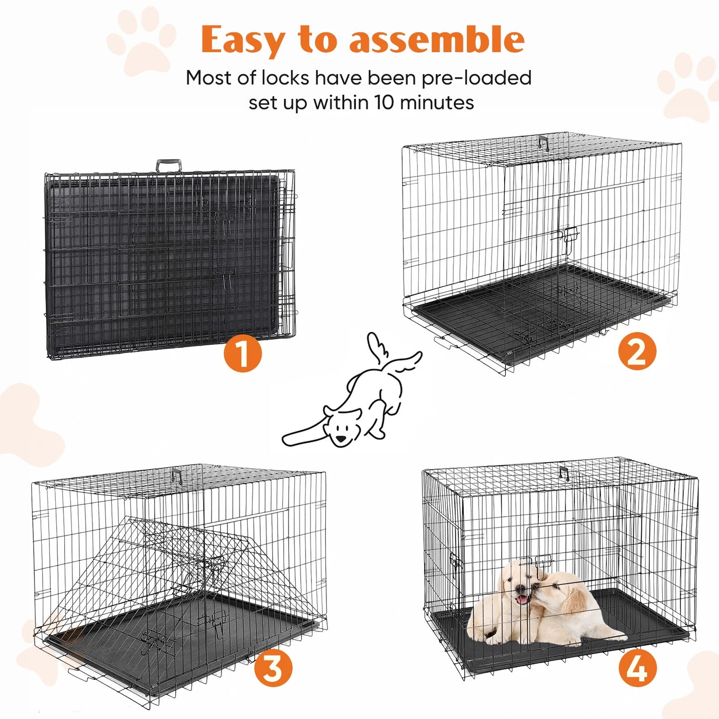 Double Door Folding Metal Wire Cage