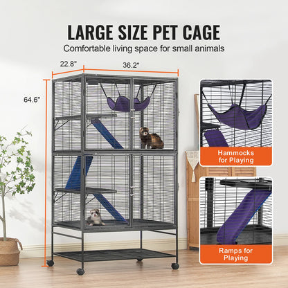 64.6" Rolling Metal Cage Large 4-Tier
