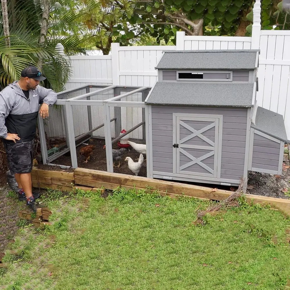 Large Wooden Chicken Coop with Run and Nesting