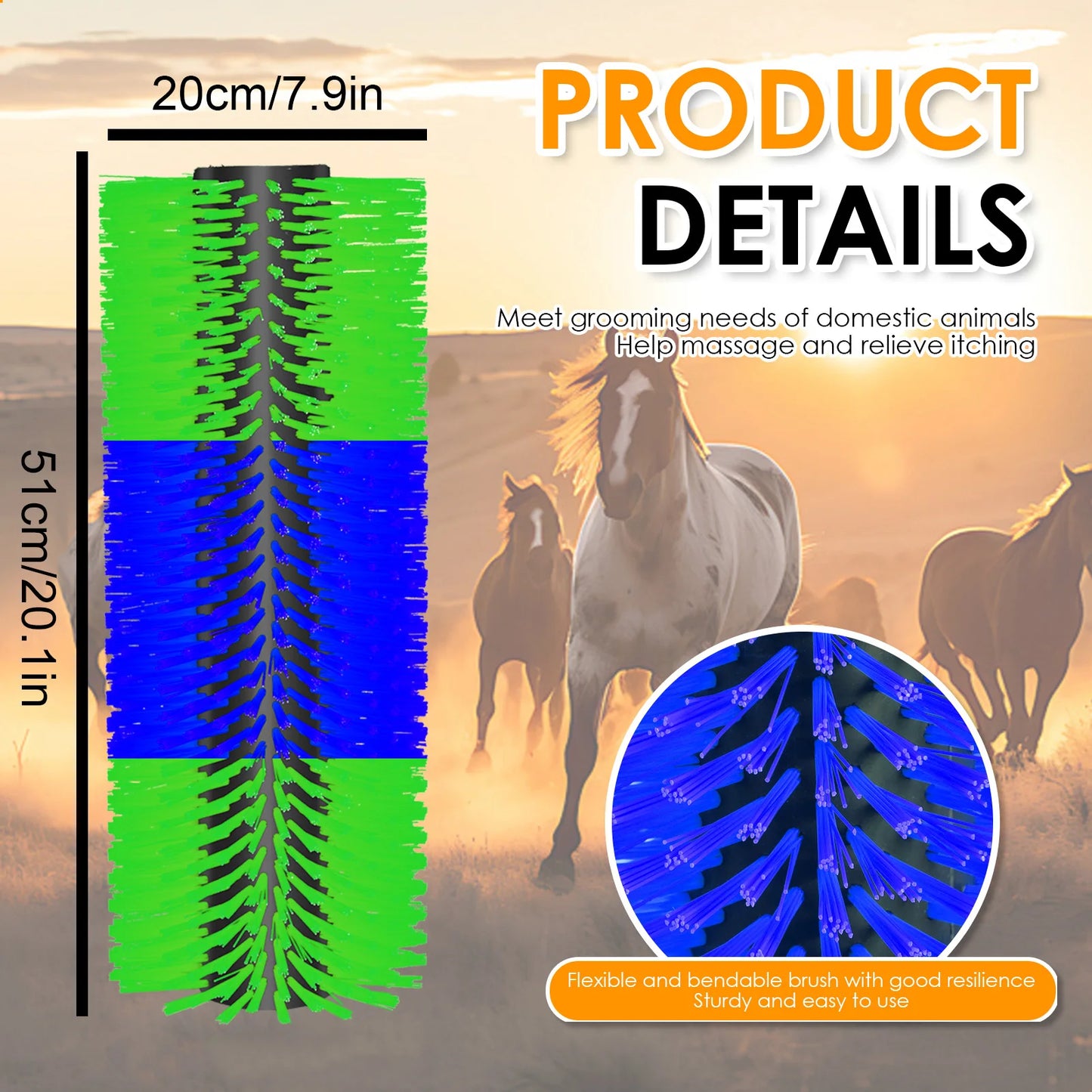 4 Pcs Flexible Livestock Scratching Brush 20.08x7.28in,