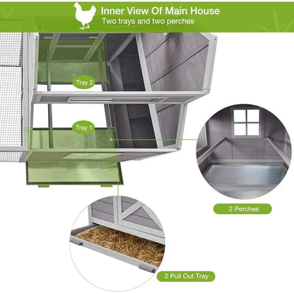 Large Wooden Chicken Coop with Run and Nesting