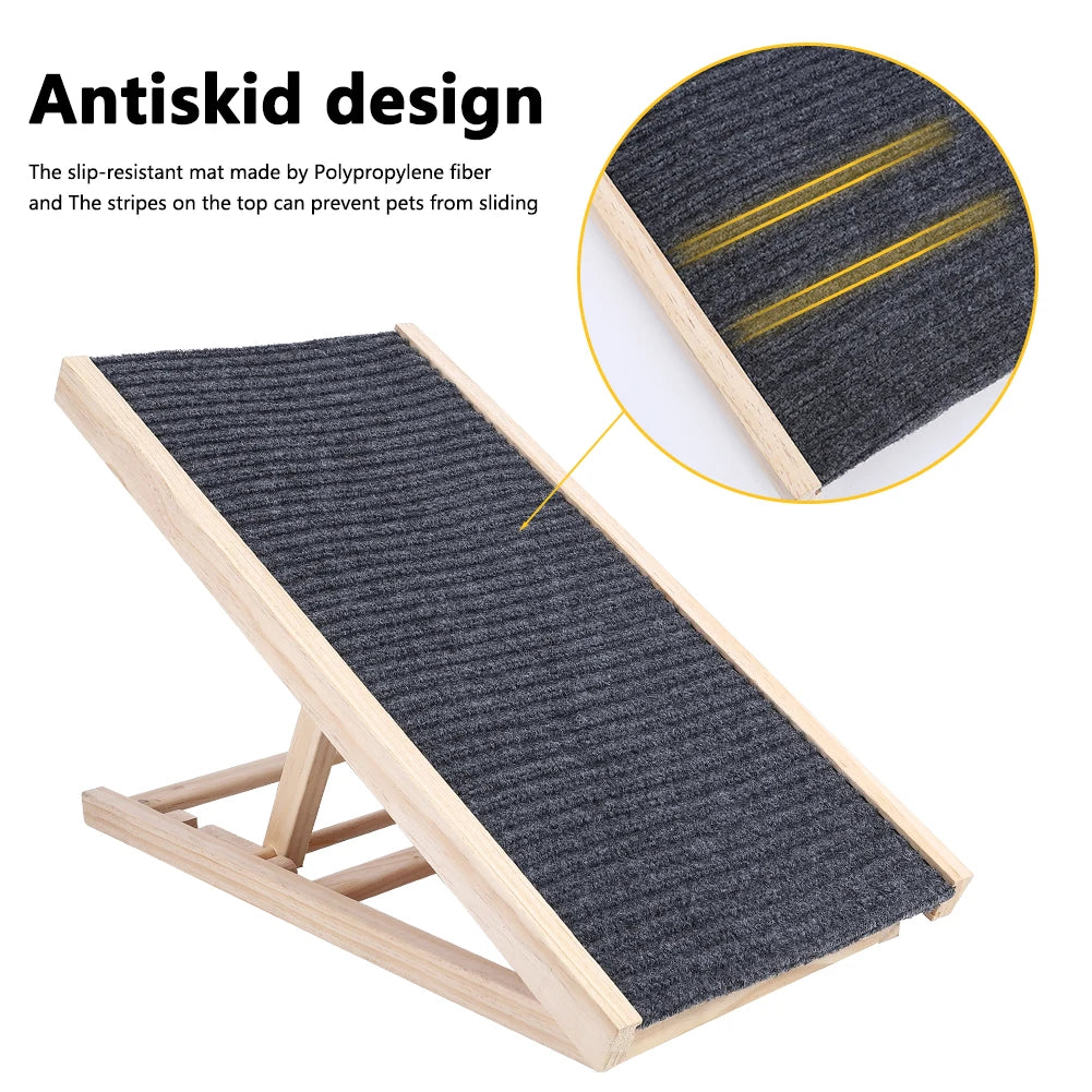Pet Dog Ramp Ladder Natural Pine