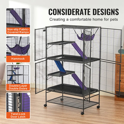 64.6" Rolling Metal Cage Large 4-Tier