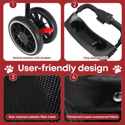 Pet Stroller For Small Medium Cats&Dogs