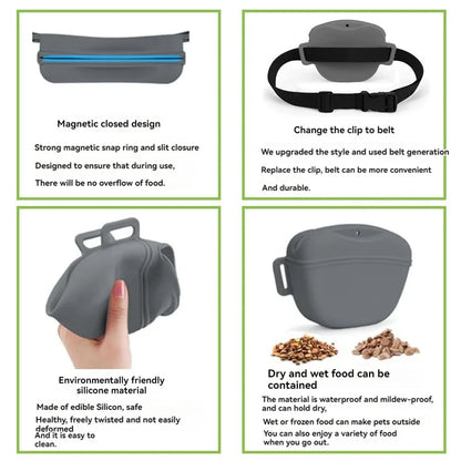 Pet Supplies Silicone Dogs Treat Bag Pet Portable Dog Training Waist Bag Outdoor Feeder Puppy Snack Reward Storage Bag with Belt
