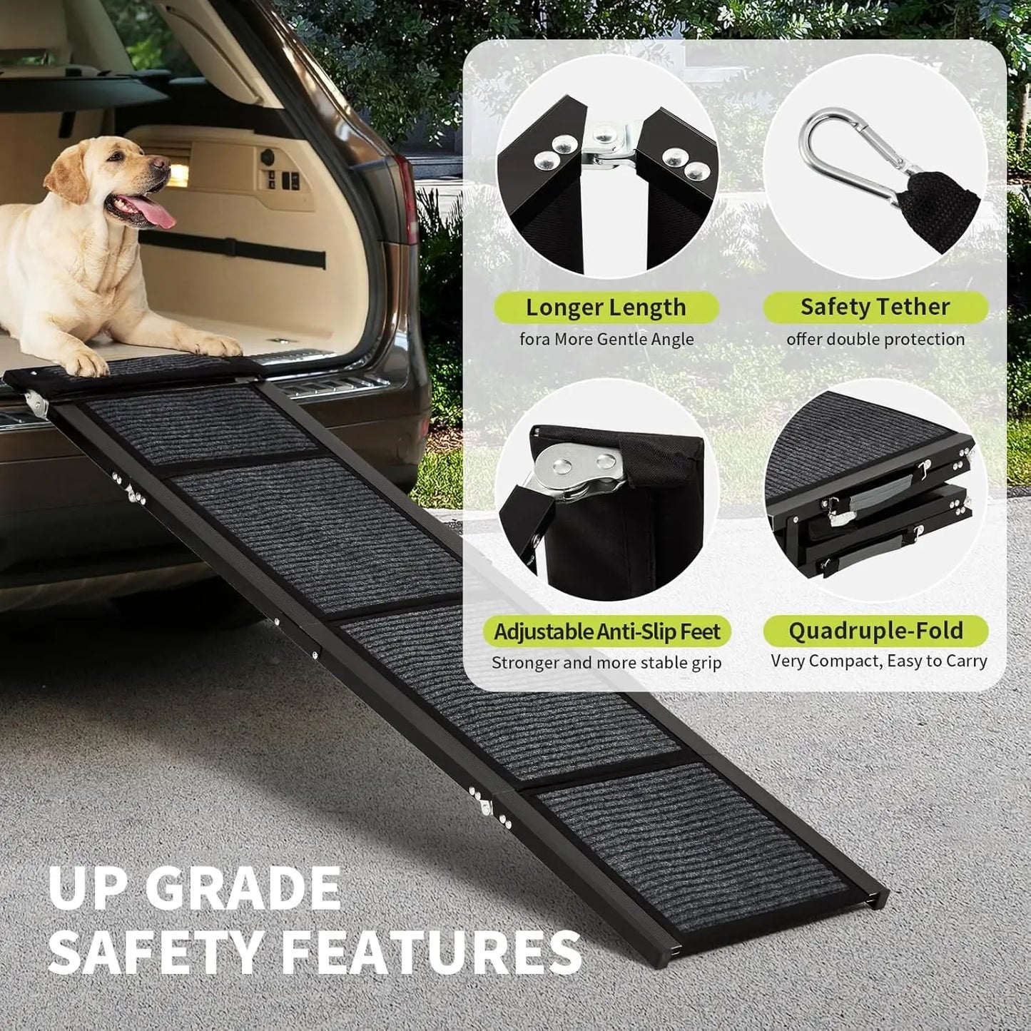 Upgraded Dog Ramp For Cars Up to 250 LBS