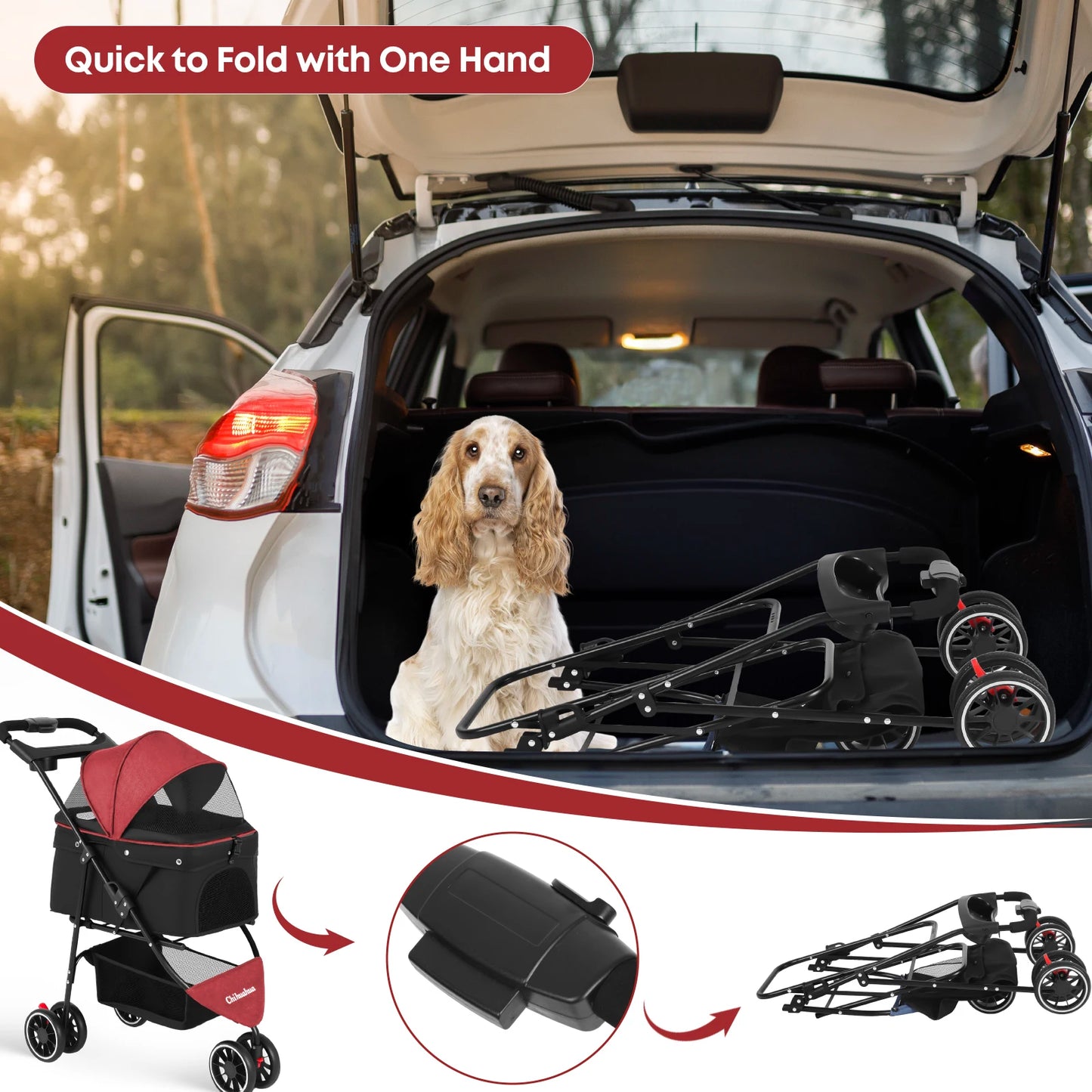 Pet Stroller For Small Medium Cats&Dogs