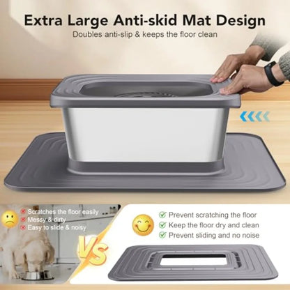 No Spill Anti-Splash Bowls with XXL Silicone Mat,