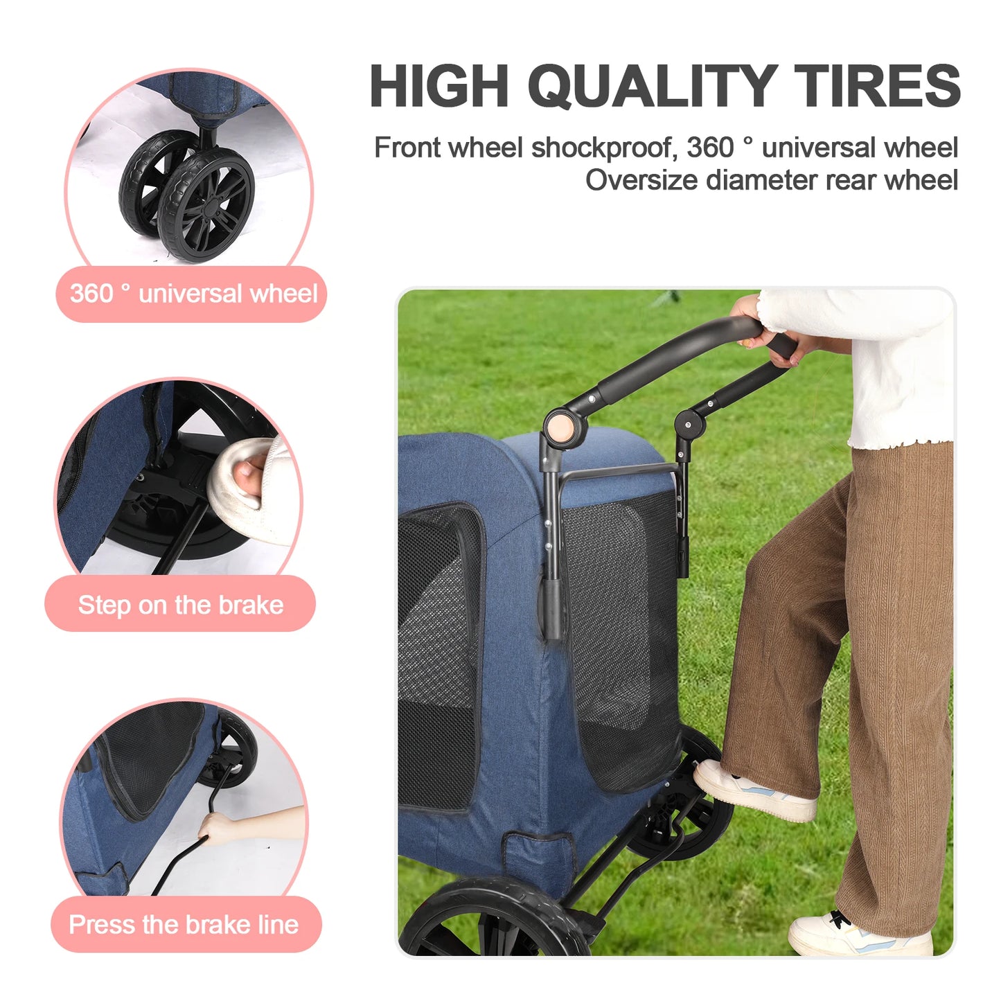 Heavy Duty Stroller for Large Dogs up to 120 lbs,