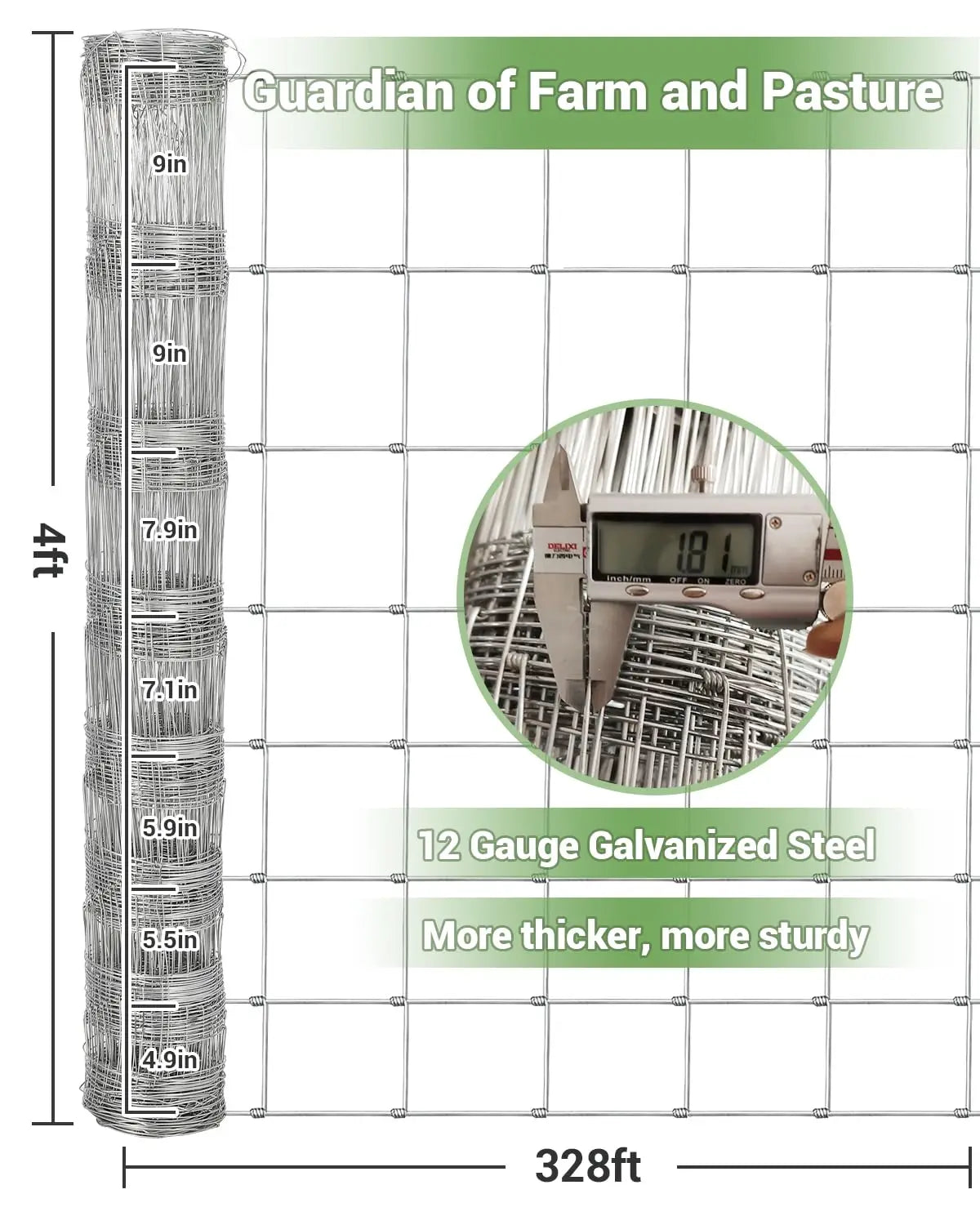 4FT X 328FT Cattle Fence Durable Welded Wire