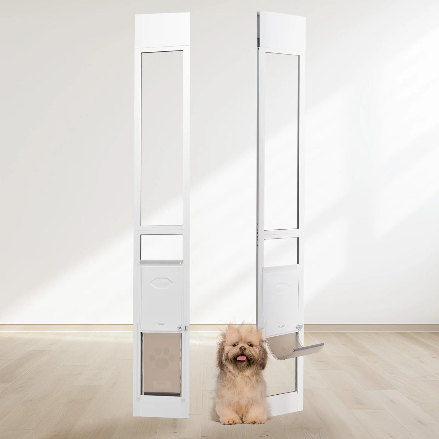 Sliding Glass Door Adjustable Aluminum Frame Tempered Glass Pet Door