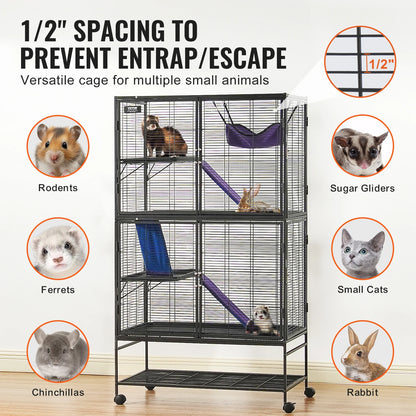 64.6" Rolling Metal Cage Large 4-Tier