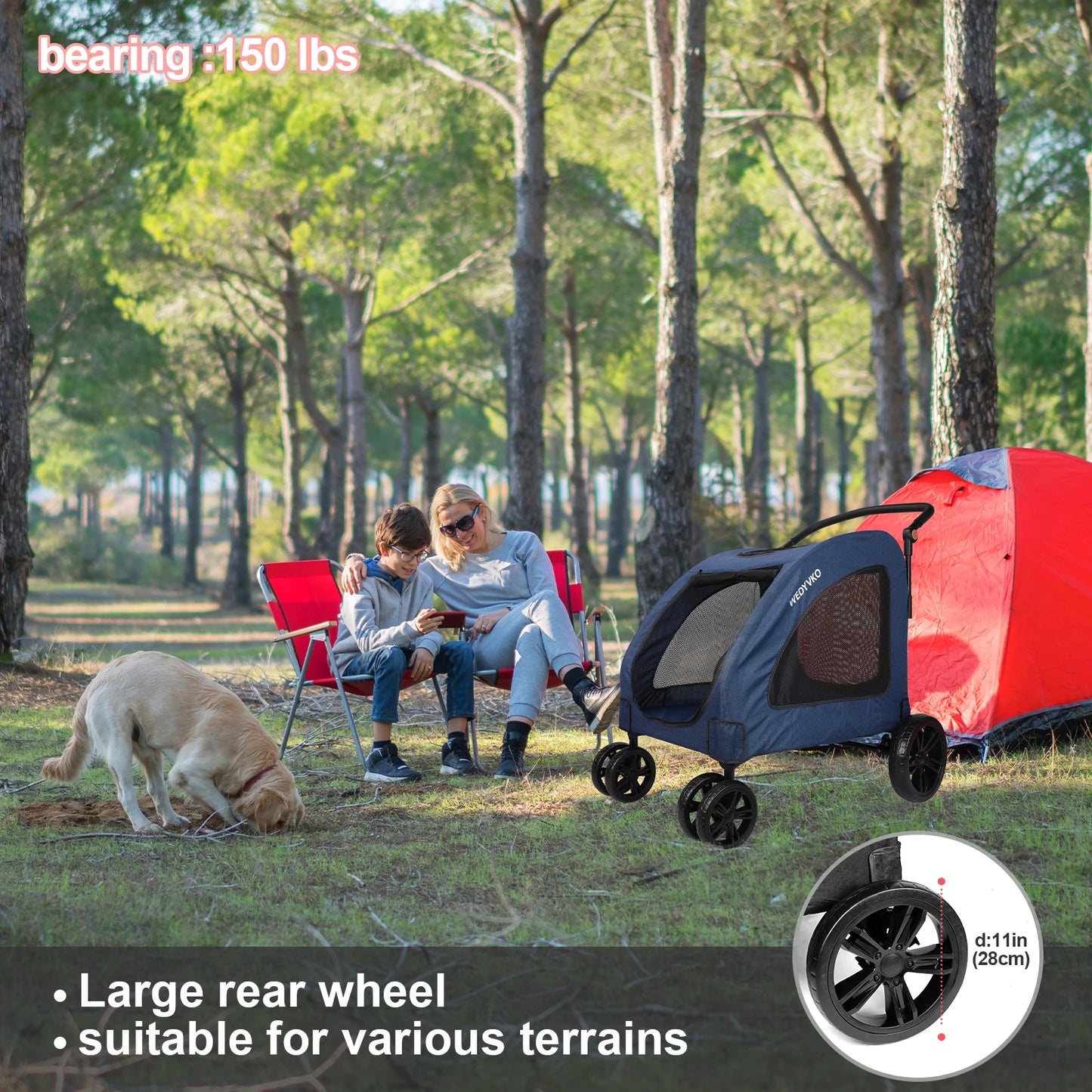 Heavy Duty Stroller for Large Dogs up to 120 lbs,
