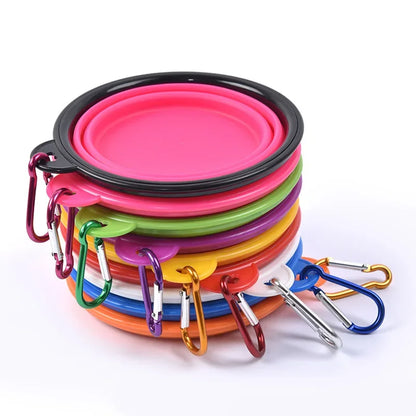 Collapsible Pet Silicone Dog Bowl | Portable Travel Food and Water Bowl with Carabiner