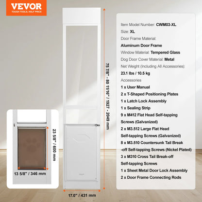 Sliding Glass Door Adjustable Aluminum Frame Tempered Glass Pet Door