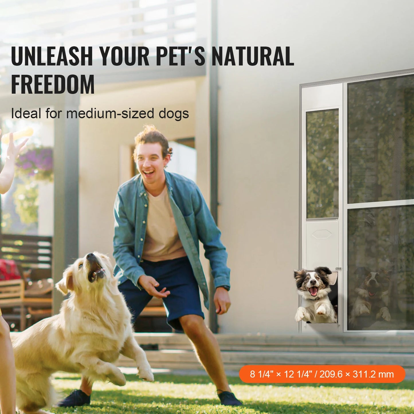 Sliding Glass Door Adjustable Aluminum Frame Tempered Glass Pet Door