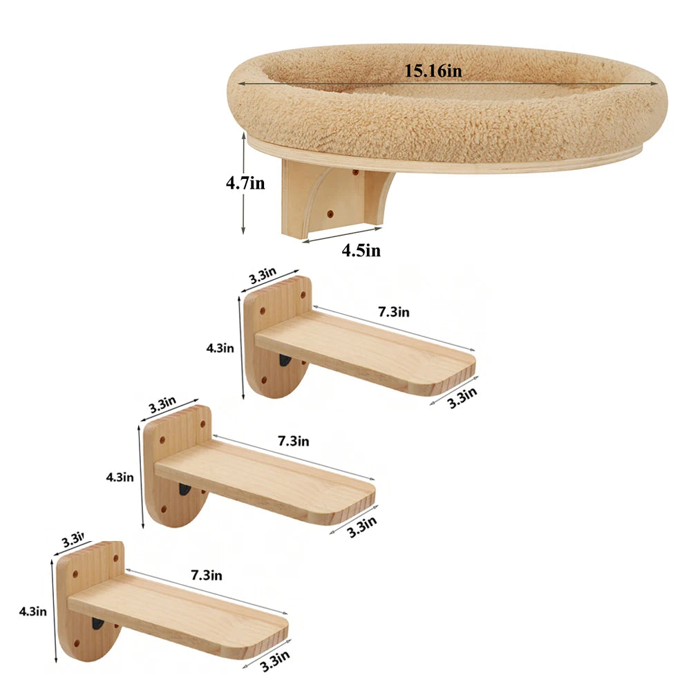 Wall Mounted Solid Wooden Furniture Climbing Ladder