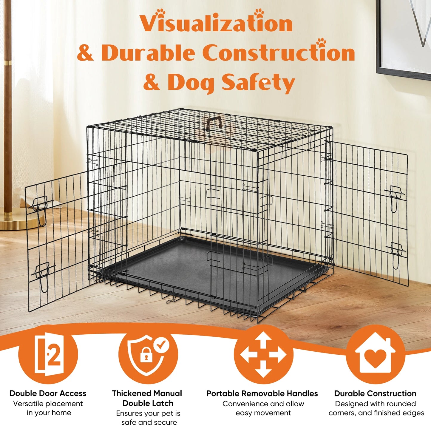 Double Door Folding Metal Wire Cage