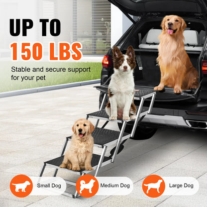 Wide Dog Car Steps Folding Portable Pet Steps 150 lbs