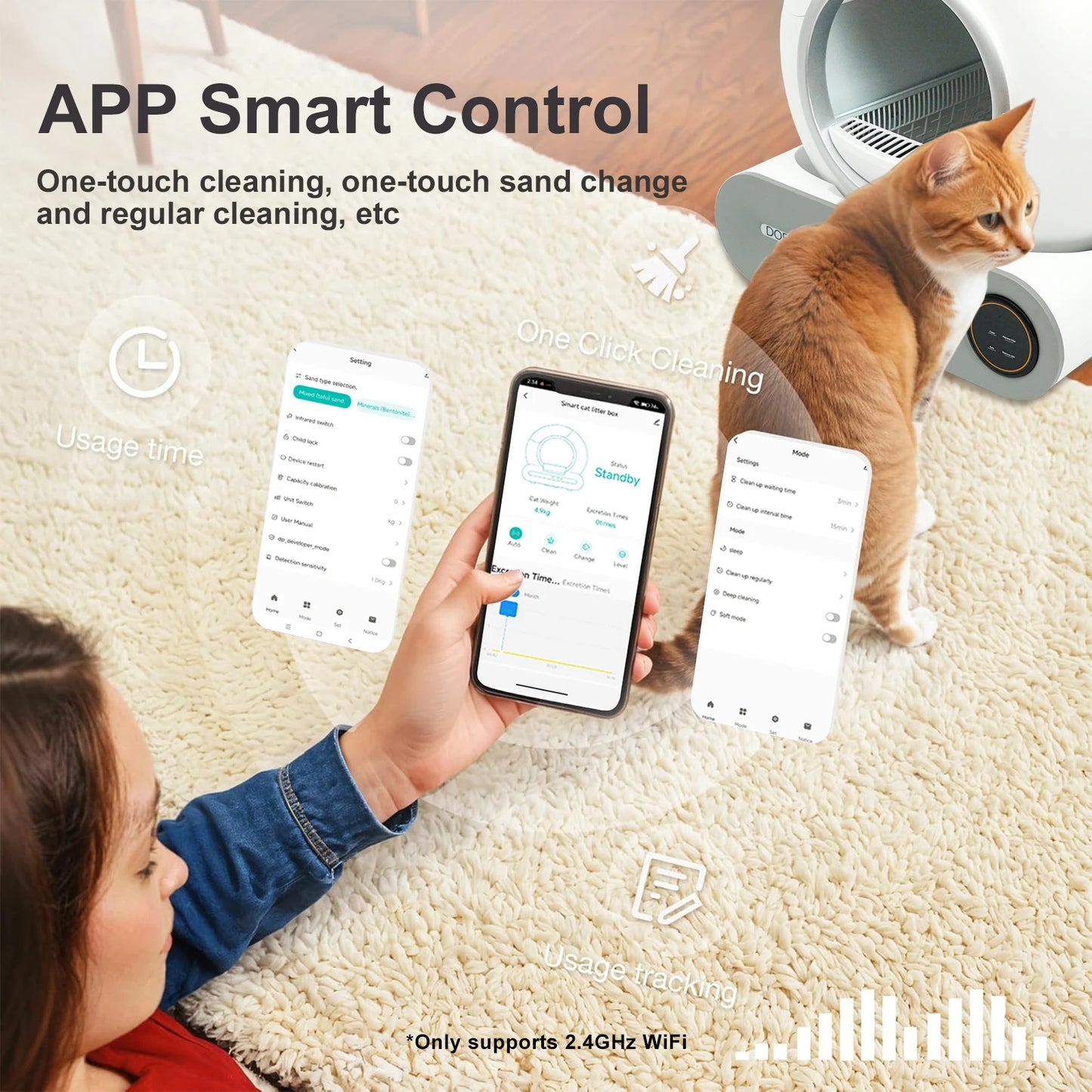 Smart Cat Toilet App Control 2.4G WiFi
