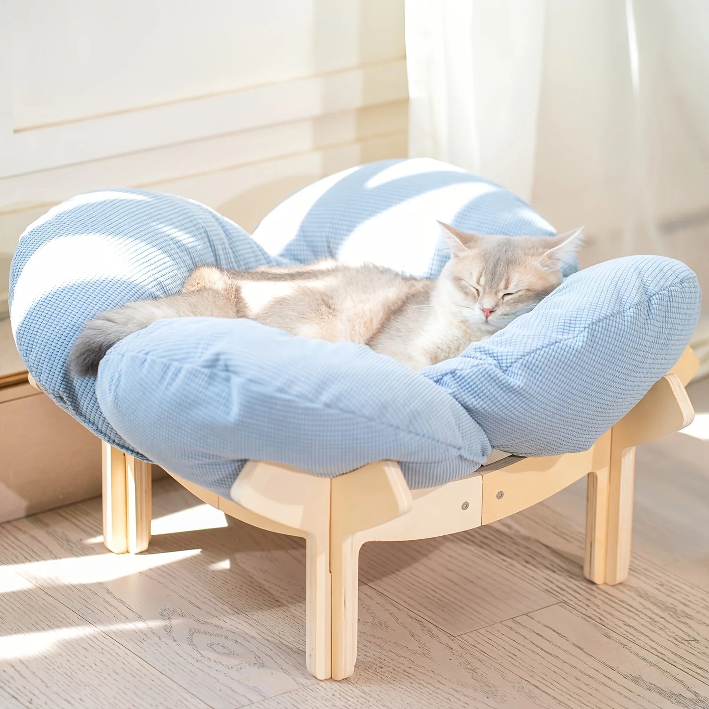 Raised Wooden Bed with a Soft Cushion