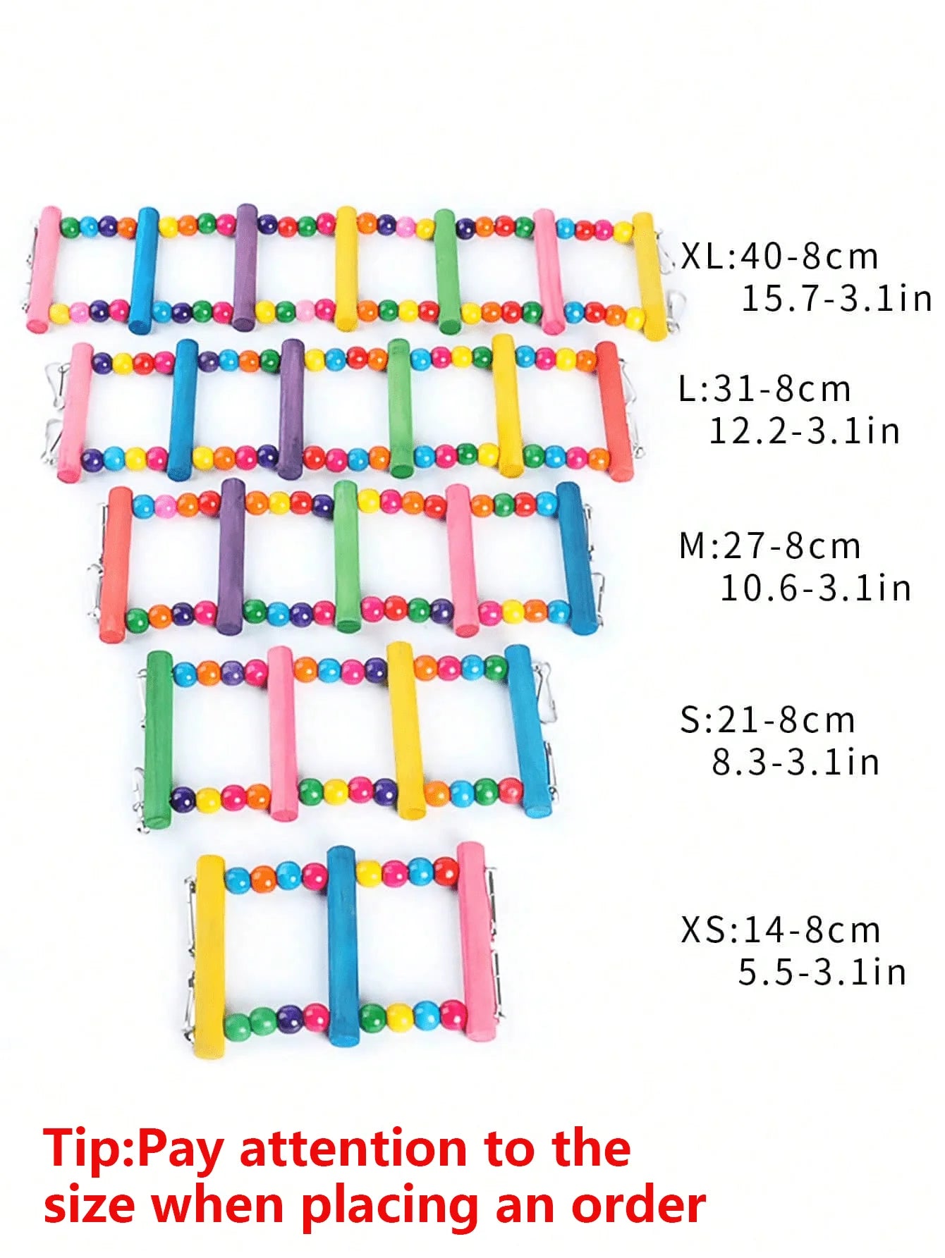 Colorful Wooden Bird Ladder & Swing -
