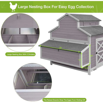 Large Wooden Chicken Coop with Run and Nesting