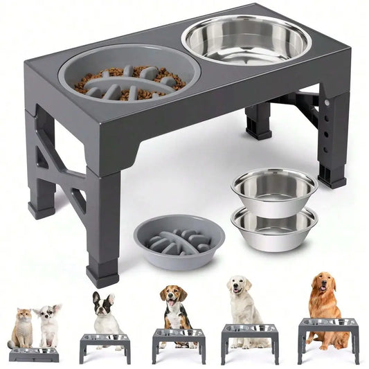 5 Adjustable Heights, slow feeder