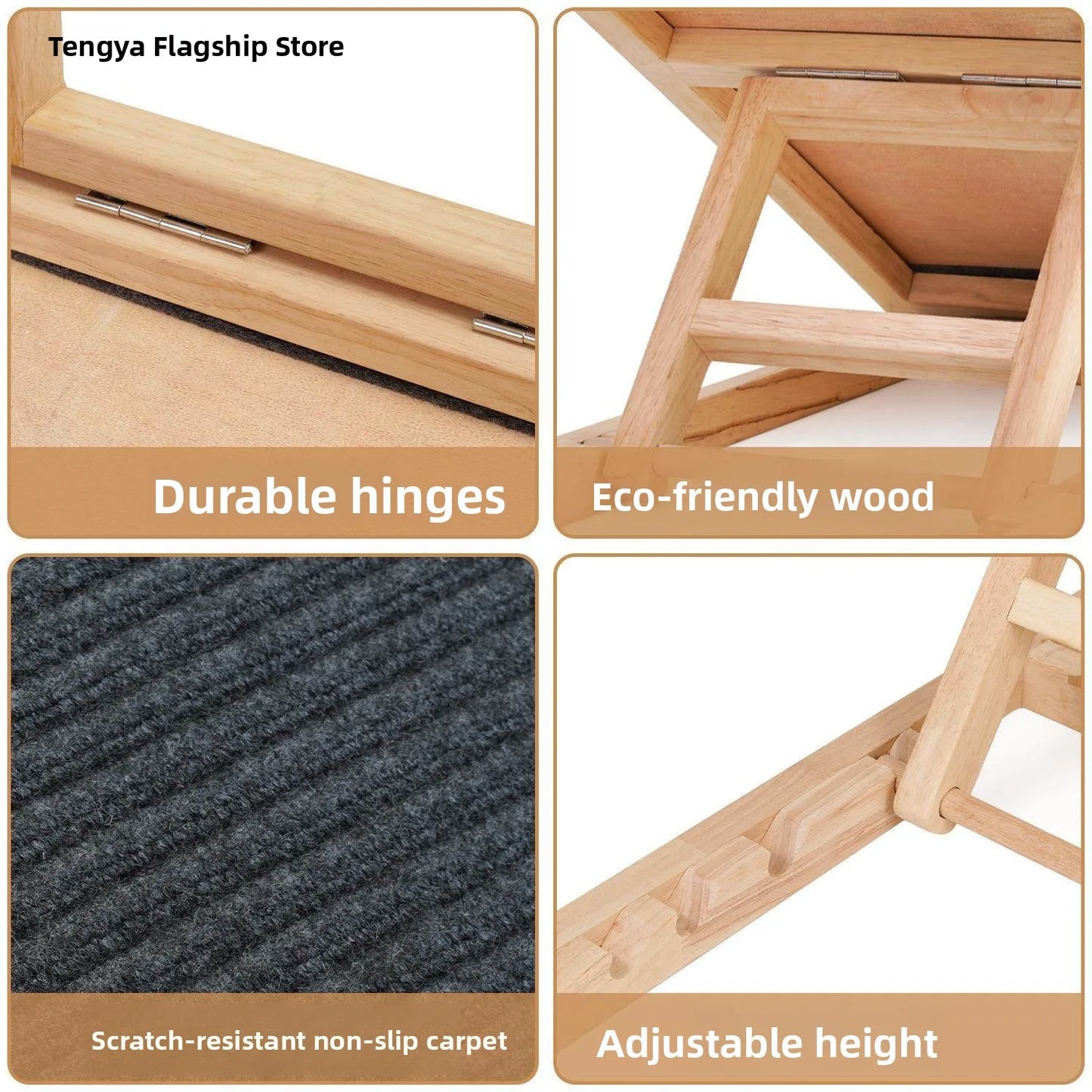 Adjustable Wooden Dog Stairs Pet Ramp