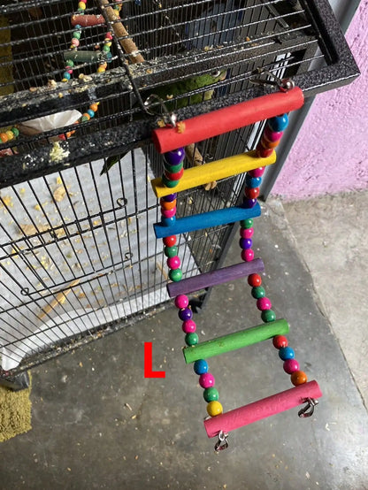 Colorful Wooden Bird Ladder & Swing -