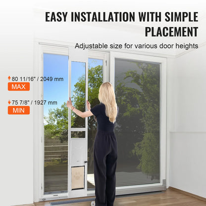 Sliding Glass Door Adjustable Aluminum Frame Tempered Glass Pet Door