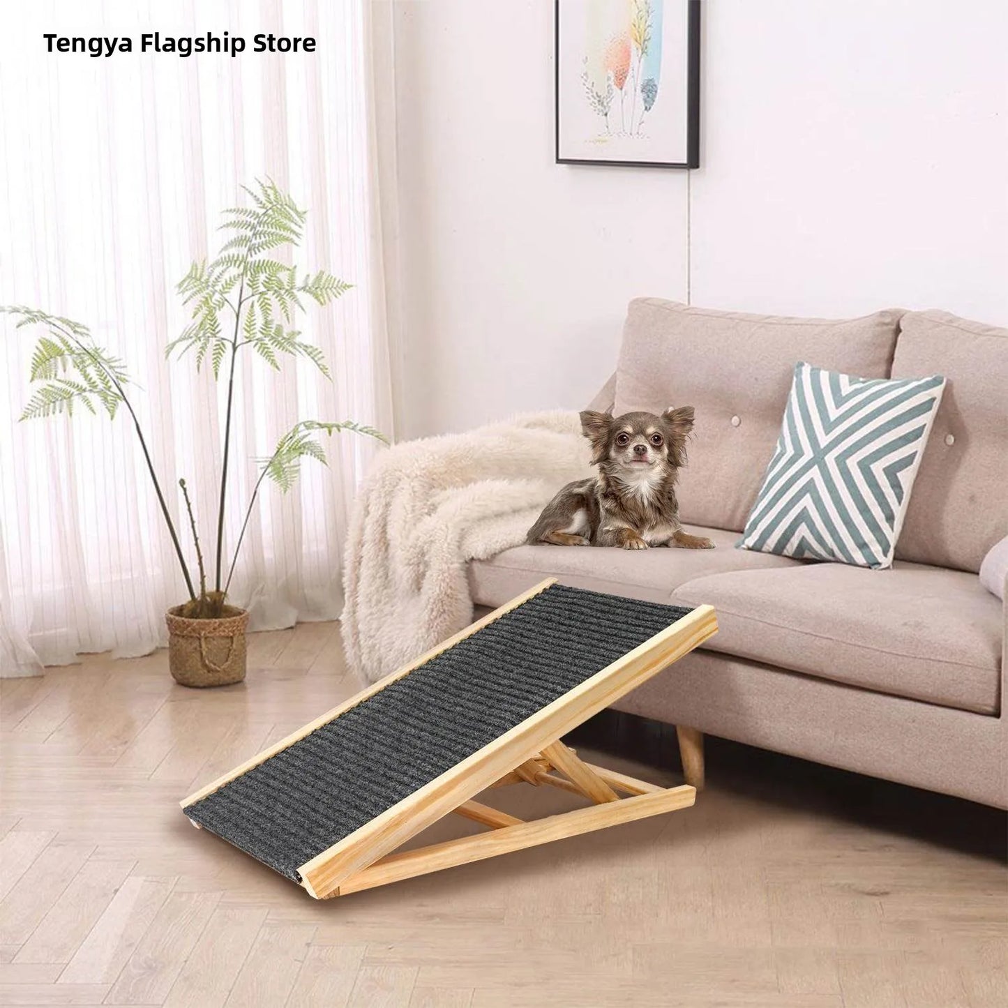 Adjustable Wooden Dog Stairs Pet Ramp
