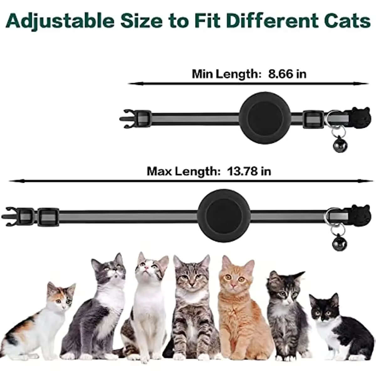 AirTag Cat Collar - Breakaway Reflective Safety Collar with AirTag Holder